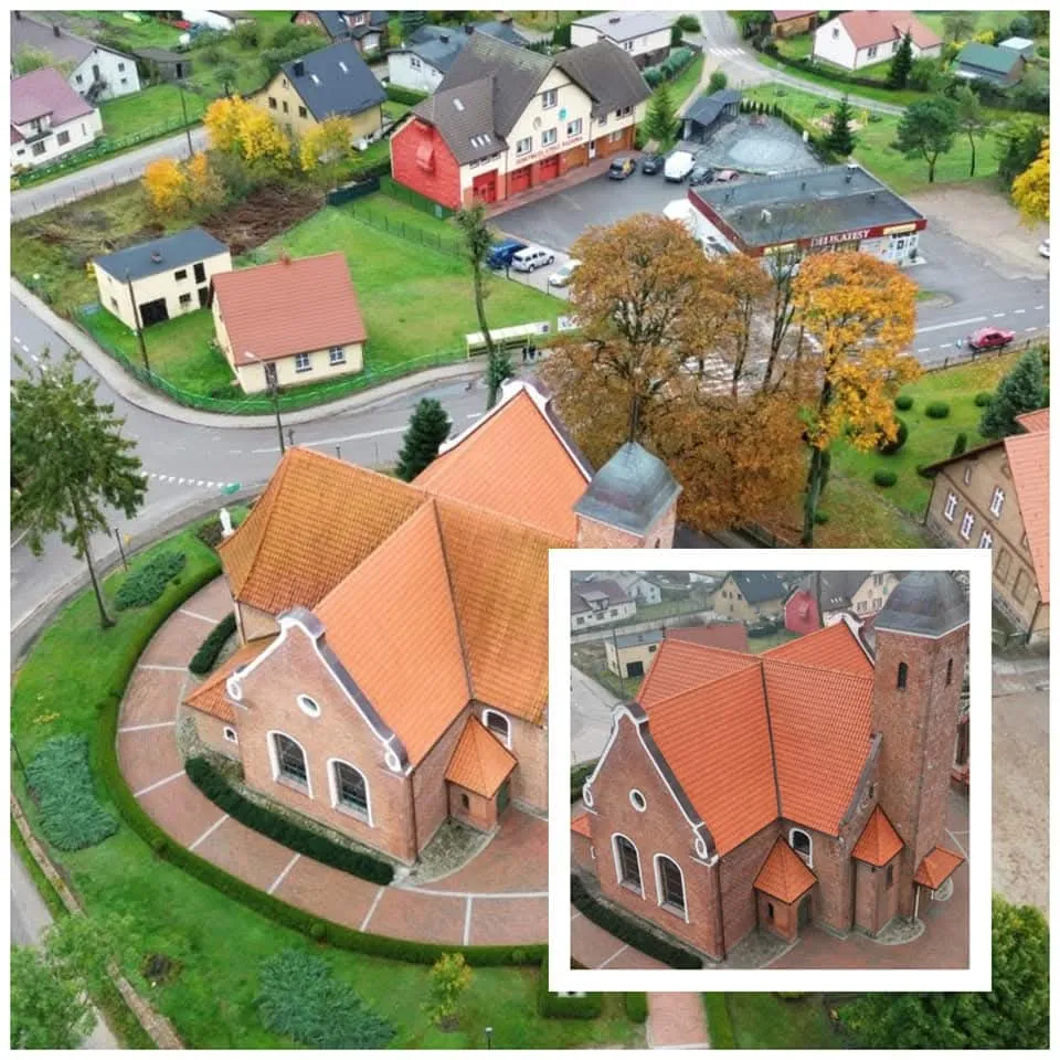 Społeczne mycie dachu kościoła w Goręczynie